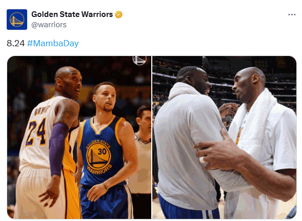 湖人官方纪念科比日！东契奇晒合影怀念科比 勇士雄鹿等队缅怀科比